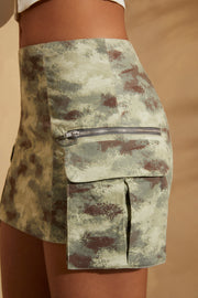 Oh Polly Montana jupe mini cargo kaki imprimé taille basse