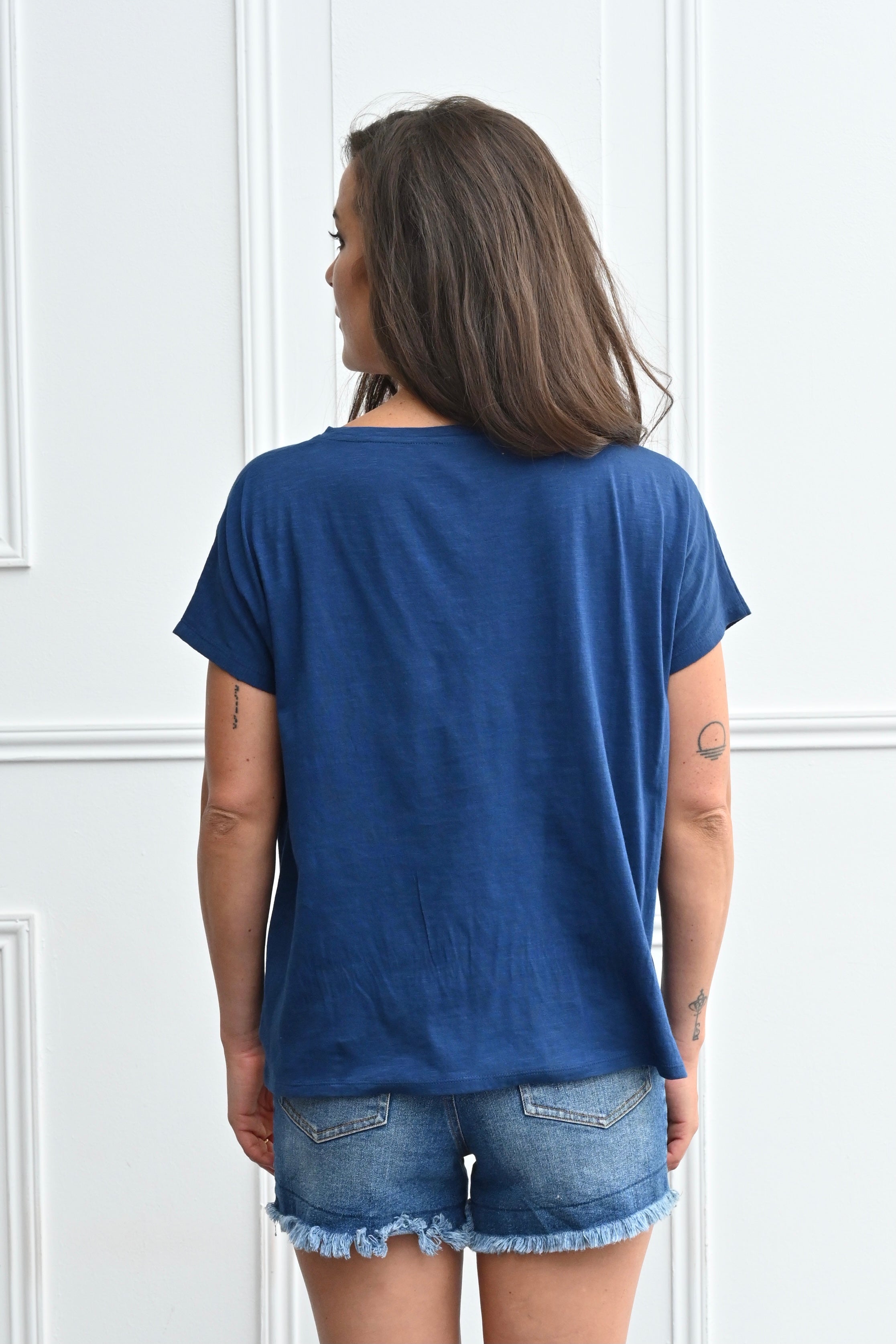 Chicosoleil Roxy Tee-shirt bleu coton oversize