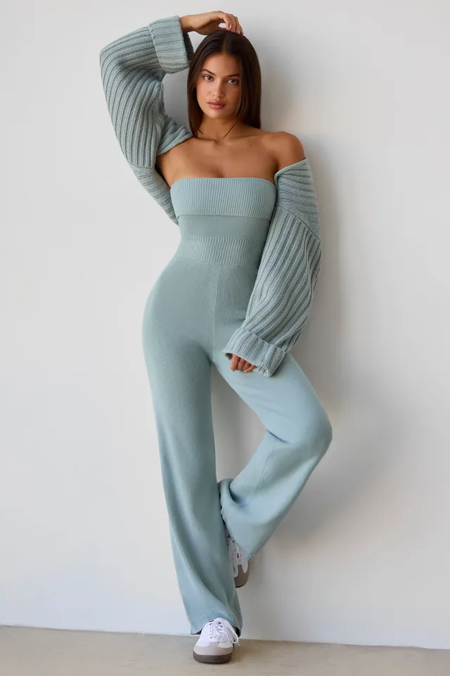 Oh Polly Chunky Knit Bandeau BT1142 combinaison sarcelle coton