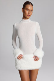 Oh Polly Belladonna 14743 mini robe blanche fourrure