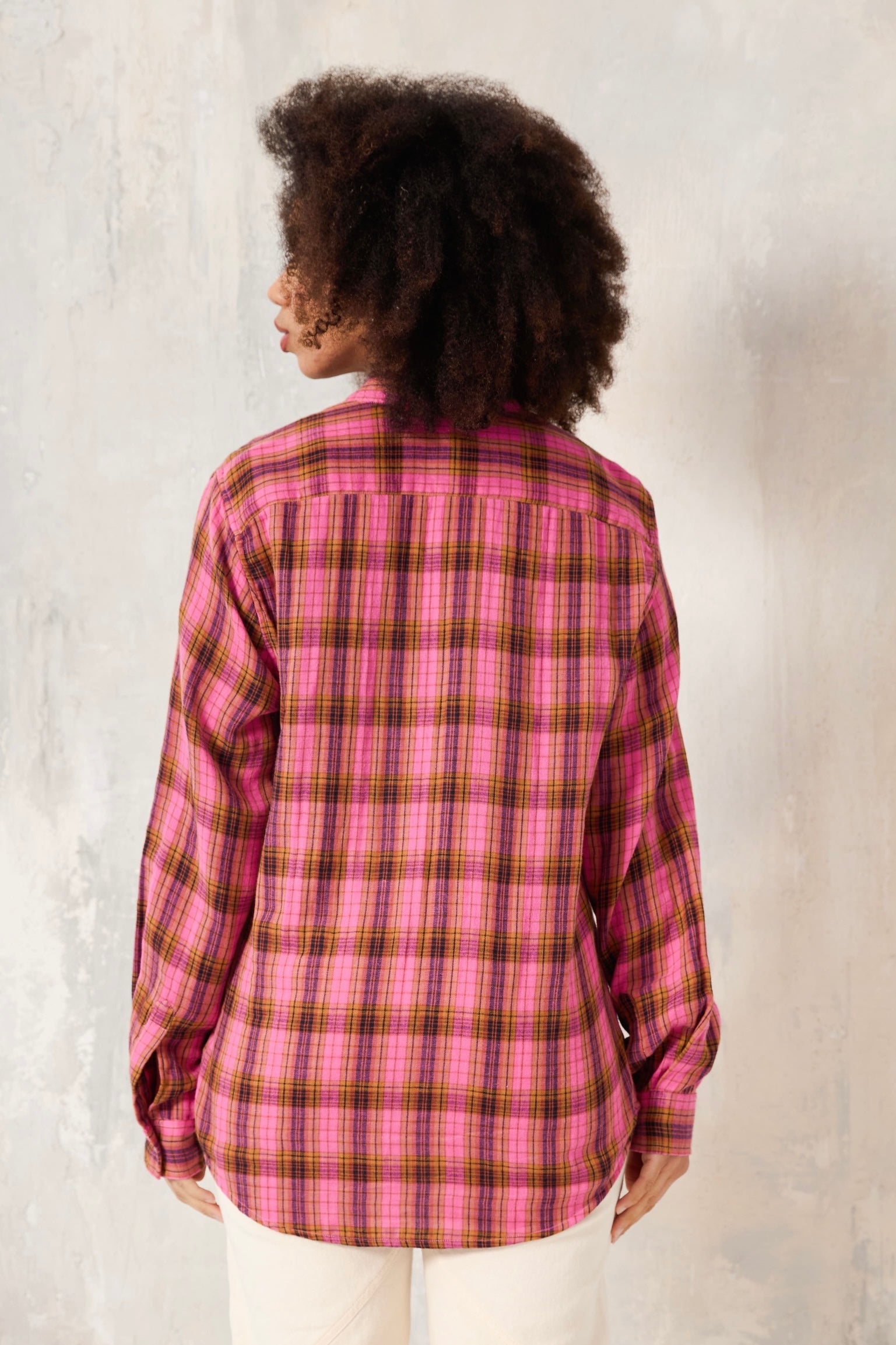 Chicosoleil Botega blouse coton rose à carreaux