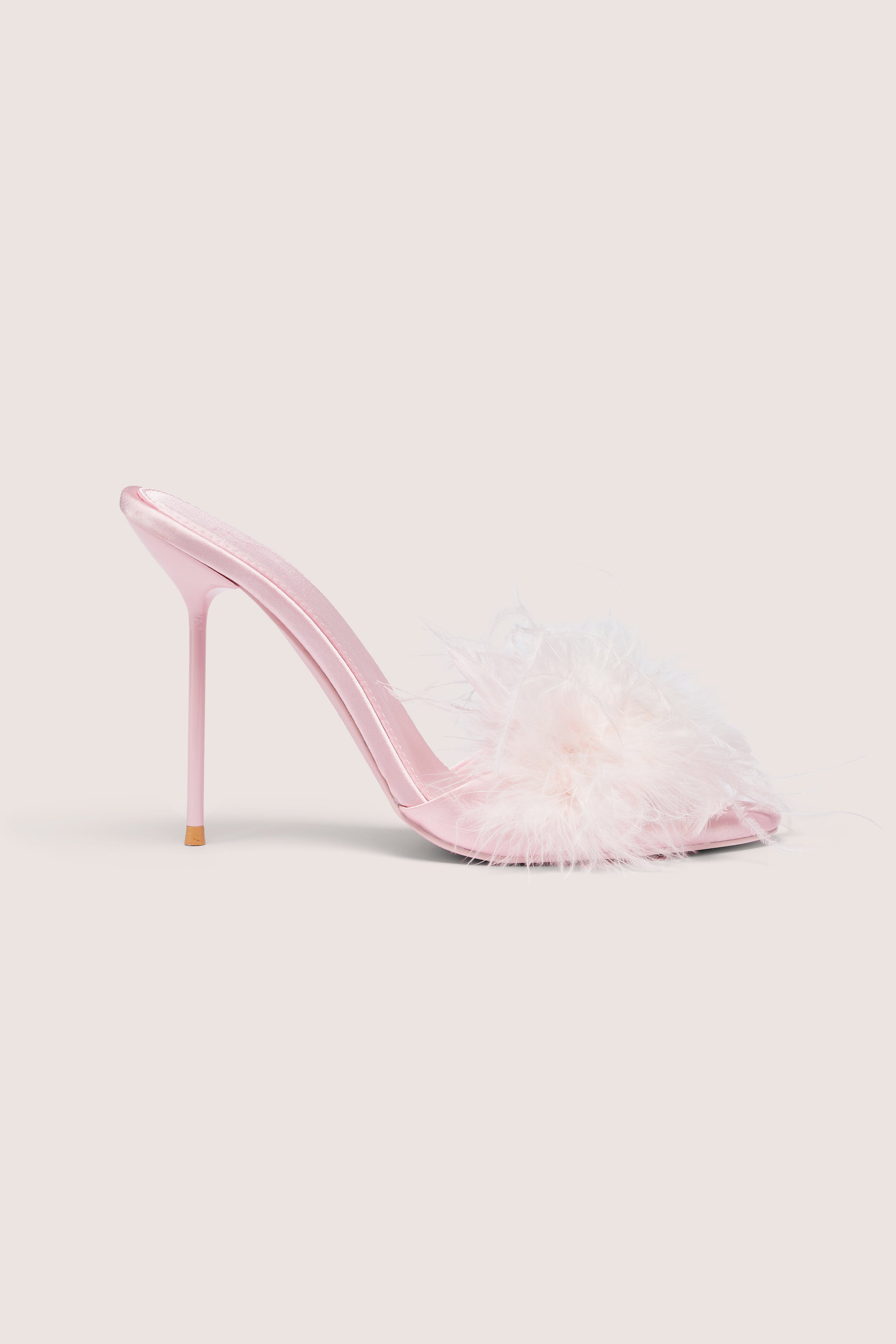 Oh Polly Shoes Mules Satin Blossom Pink - Plumes