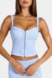 Oh Polly Tops Caraco Dentelle Bleu Arctique Stretch