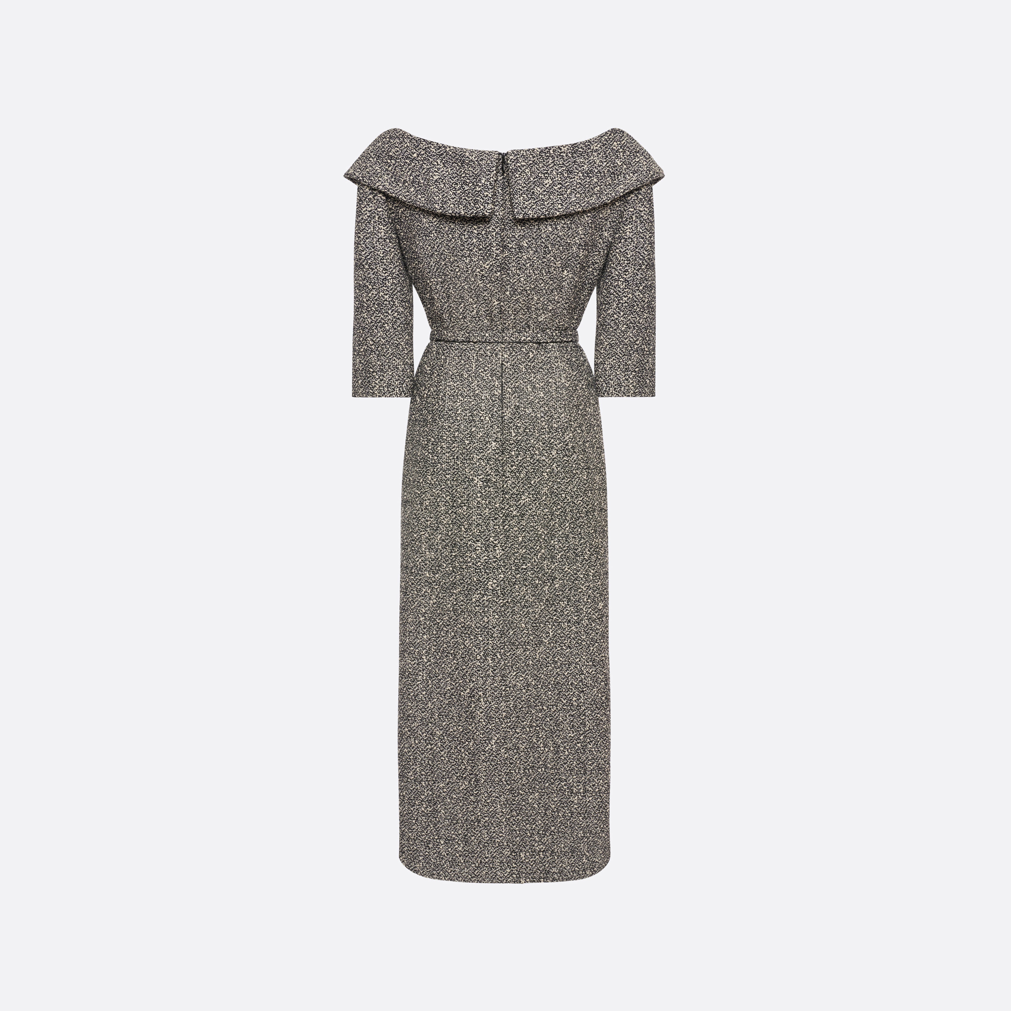 Alessandra Rich Sequin Tweed Off-Shoulder Midi Dress robe blanche 36