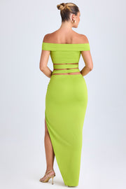 Oh Polly Urara Jupe Maxi Vert Lime Découpes Fendue