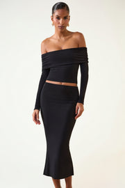 Oh Polly Tops Kesia 11652 top épaule dénudée noir modal