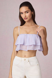 Oh Polly Lacie caraco cropped lilas à volants