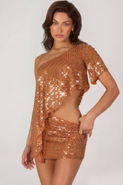 Oh Polly Embellished 16074 jupe micro mini bronze sequins