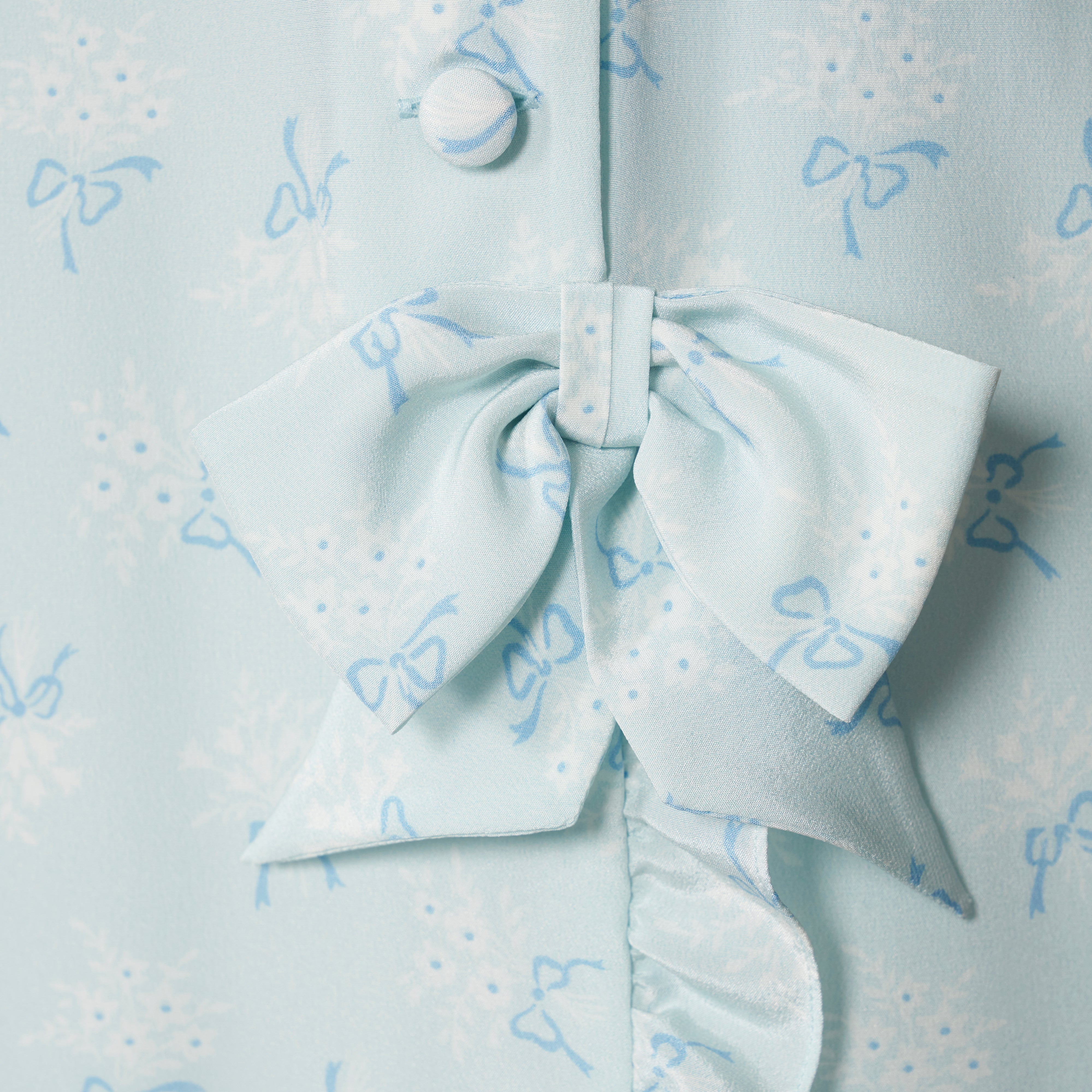 Alessandra Rich Robe midi soie col montant bleu clair
