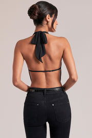Oh Polly Tops Draped Cowl Top noir dos nu