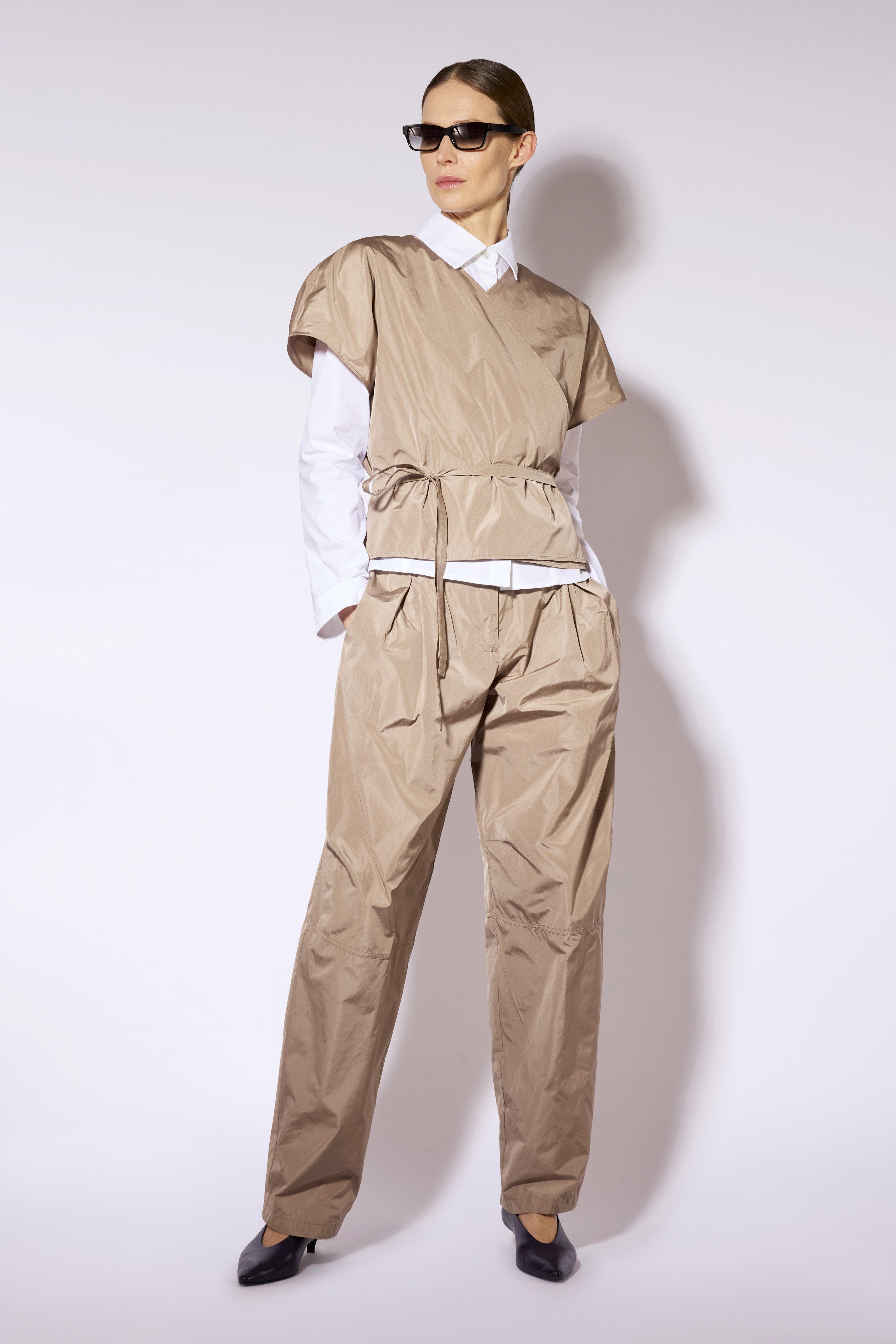 Liviana Conti Alexander pantalon droit cappuccino taffetas
