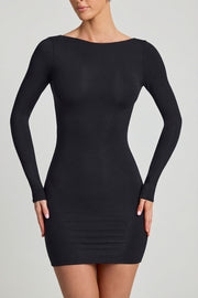 Oh Polly Lyla robe mini noire dos nu modal