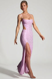 Oh Polly Lucienne robe maxi sirène rose pivoine strass