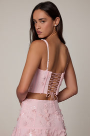 Oh Polly Letitia 10697B top corset rose pâle sequins
