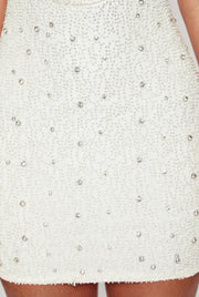 Oh Polly Versailles 5589 mini robe blanche strass plongeante