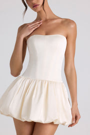 Oh Polly Fabiola robe mini corset ivoire satin stretch
