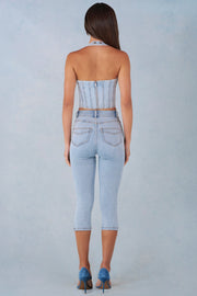 Oh Polly jean capri taille mi-haute denim clair stretch