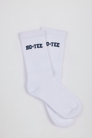 Bo+Tee Chaussettes Mi-Mollet Côtelées Blanc Coton