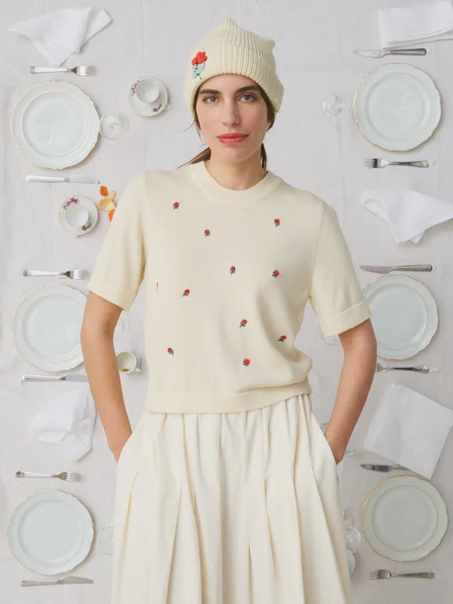 Mii à table Axelle pull laine soie blanc cassé taille S