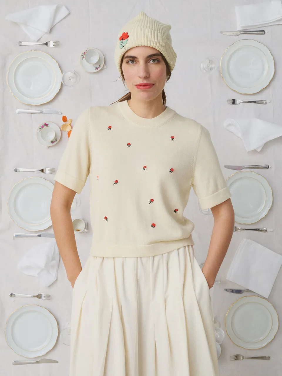 Mii à table Axelle pull laine soie blanc cassé taille S