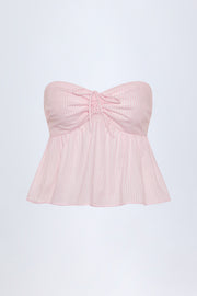 Oh Polly Alma Crop Top Bandeau Rose à Rayures Coton