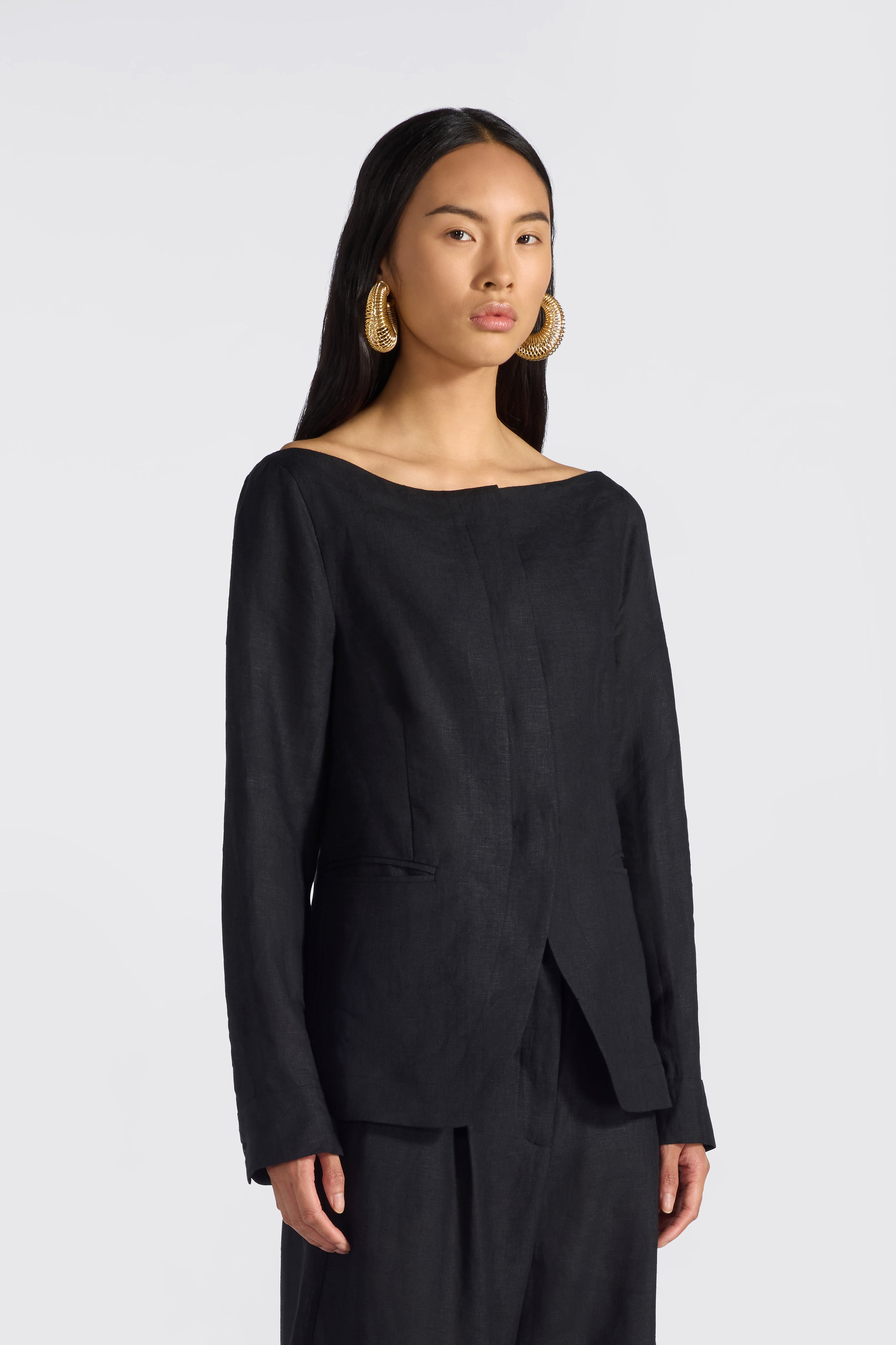 Liviana Conti Victor veste chemise lin noir 40