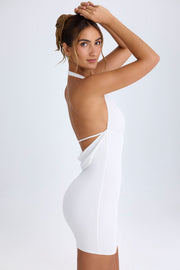 Oh Polly 10336 robe mini blanche licou dos cowl
