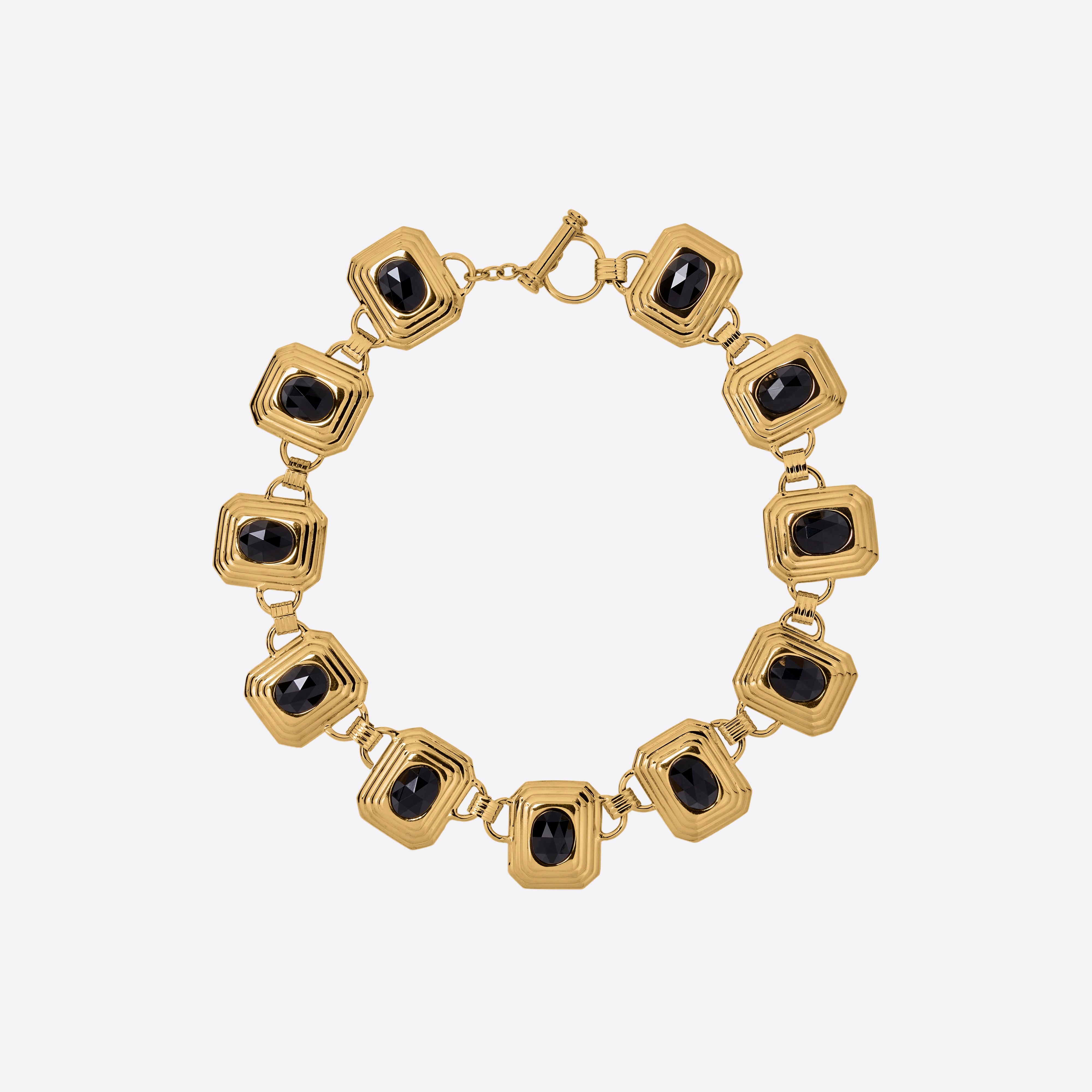 Alessandra Rich Collier métal noir-or cristaux taille unique