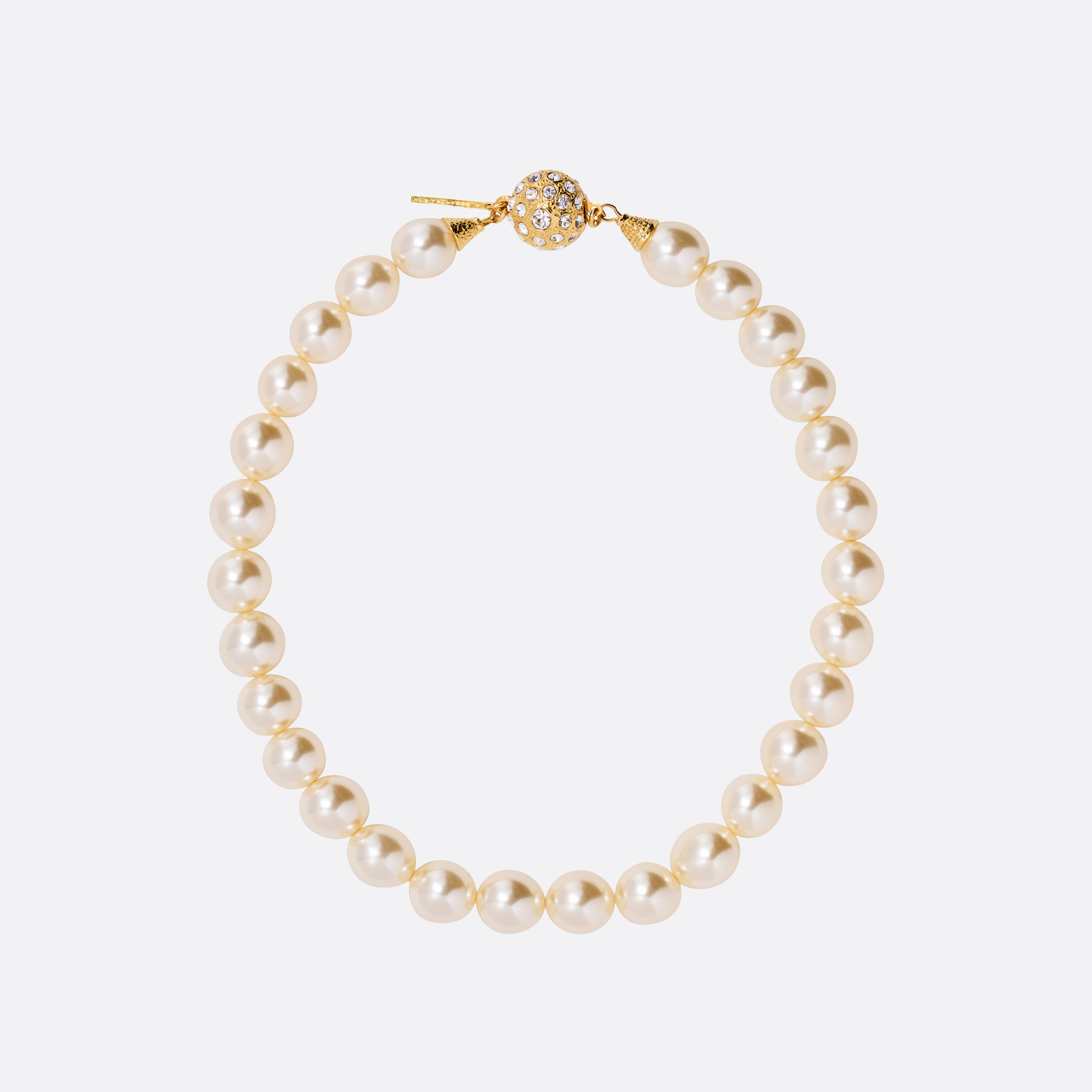 Alessandra Rich Collier perles fermoir cristal doré unique