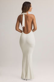 Oh Polly Hallie Maxi Robe Blanche Modal Dos Nu Licou