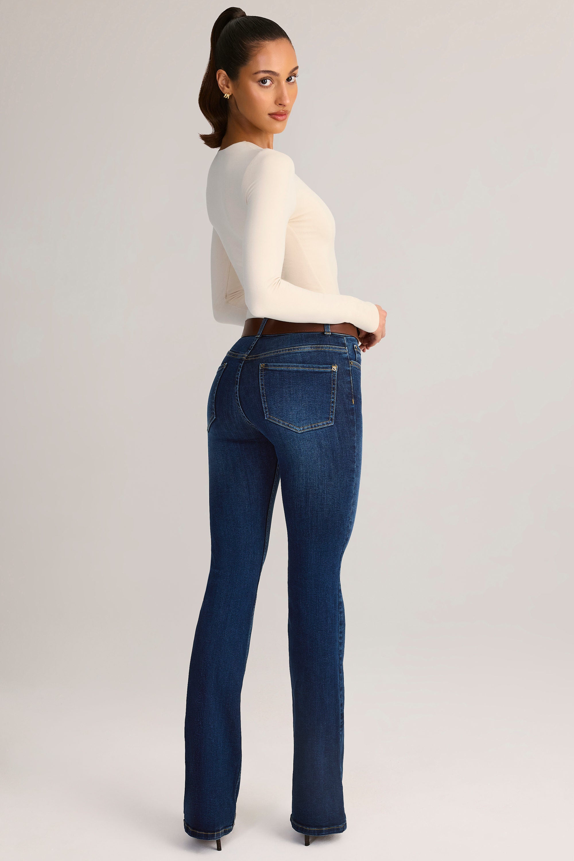 Oh Polly Lone jean flare indigo taille mi-haute