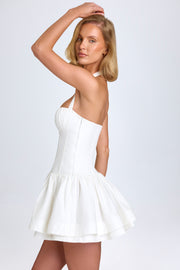 Oh Polly Maybelle robe mini blanche col halter ruchée
