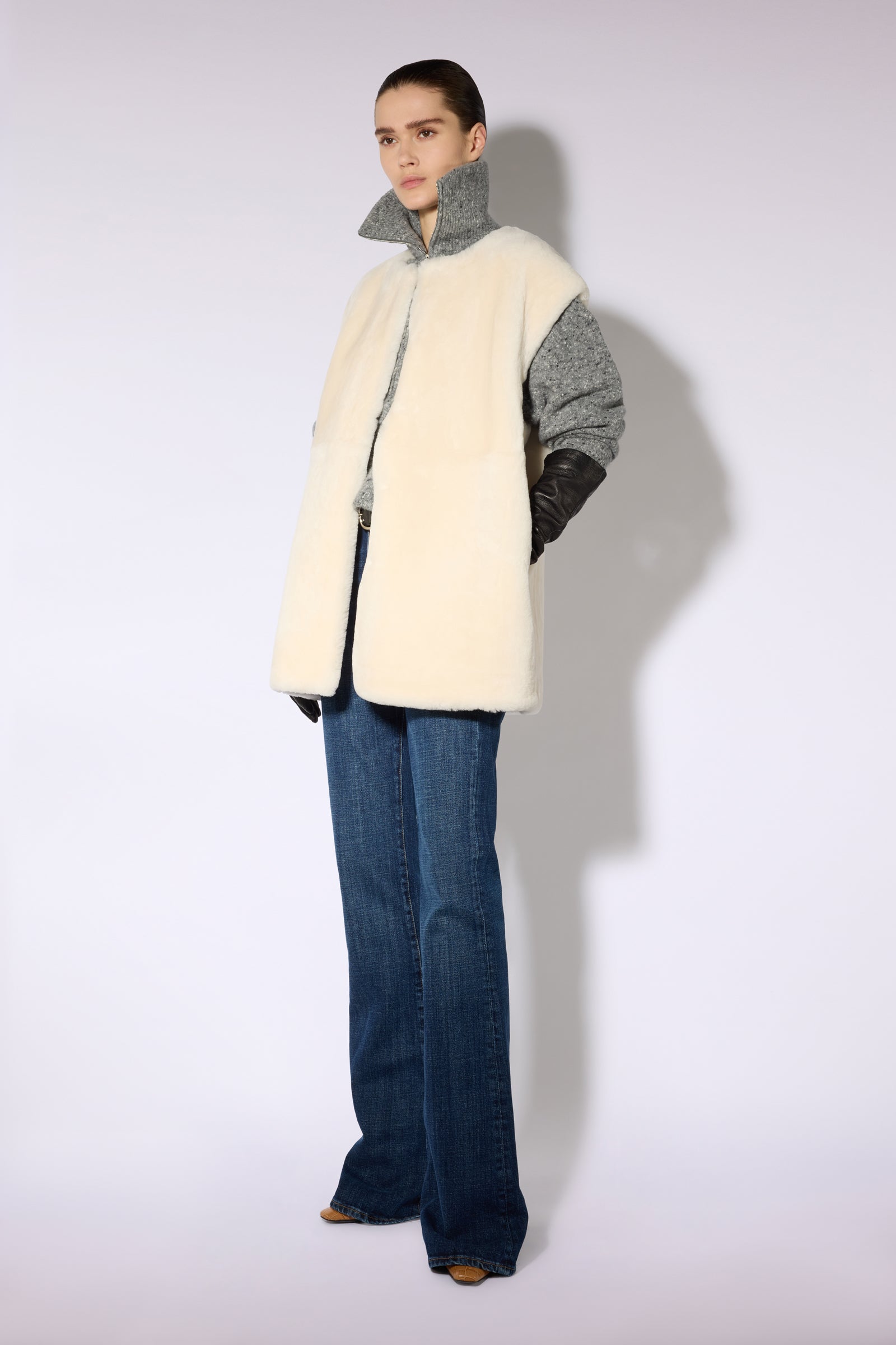 Liviana Conti Verlain gilet tailleur sans manches naturel