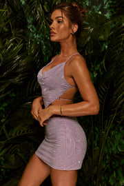 Oh Polly Cruz jupe mini lilas taille basse strass