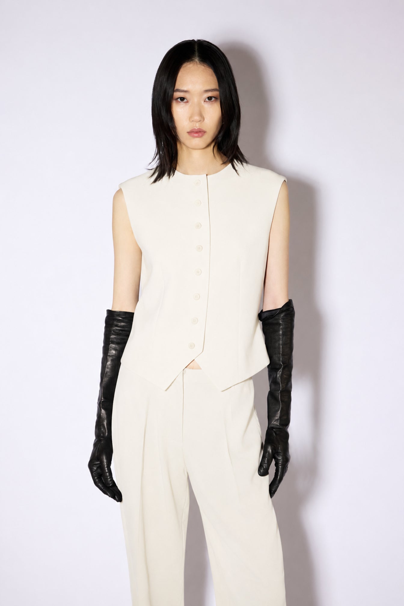 Liviana Conti Bart gilet tailleur noir crêpe taille 40