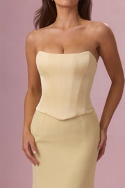 Oh Polly Dresses robe satin corset jaune beurre