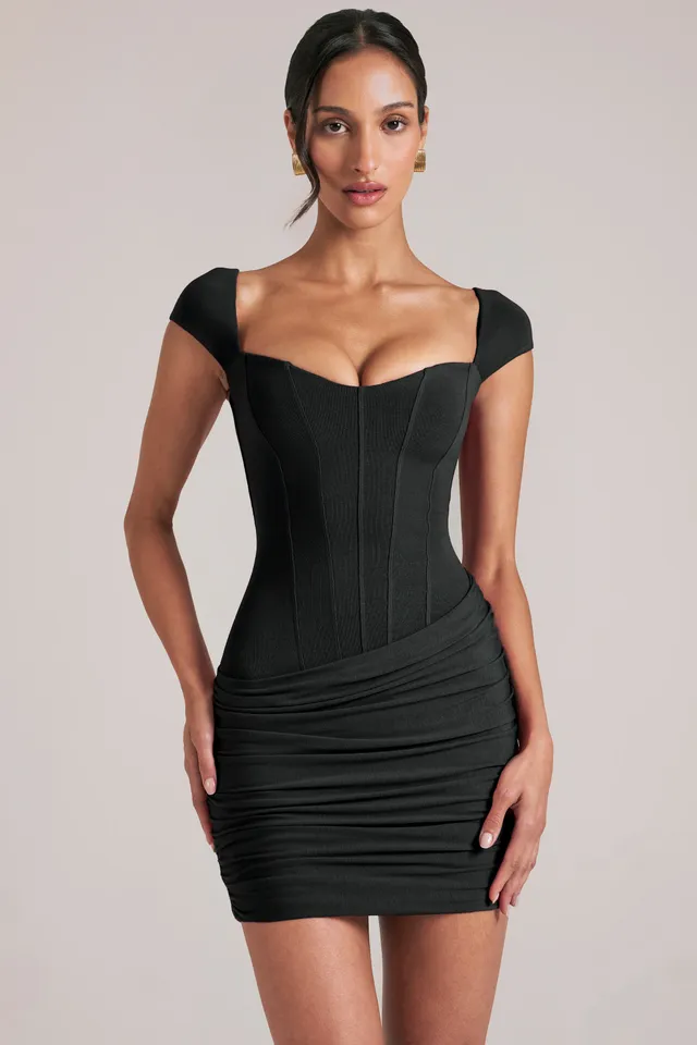 Oh Polly Dresses mini robe noire sweetheart modal