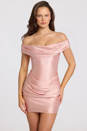 Oh Polly Maeve 11994 mini robe satin rose poudré drapée
