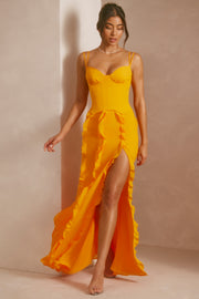 Oh Polly Perrine 6917 robe maxi tangerine corset satin