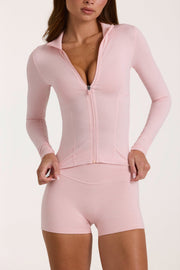 Oh Polly Bo+Tee BT0698 veste zip rose chiné stretch