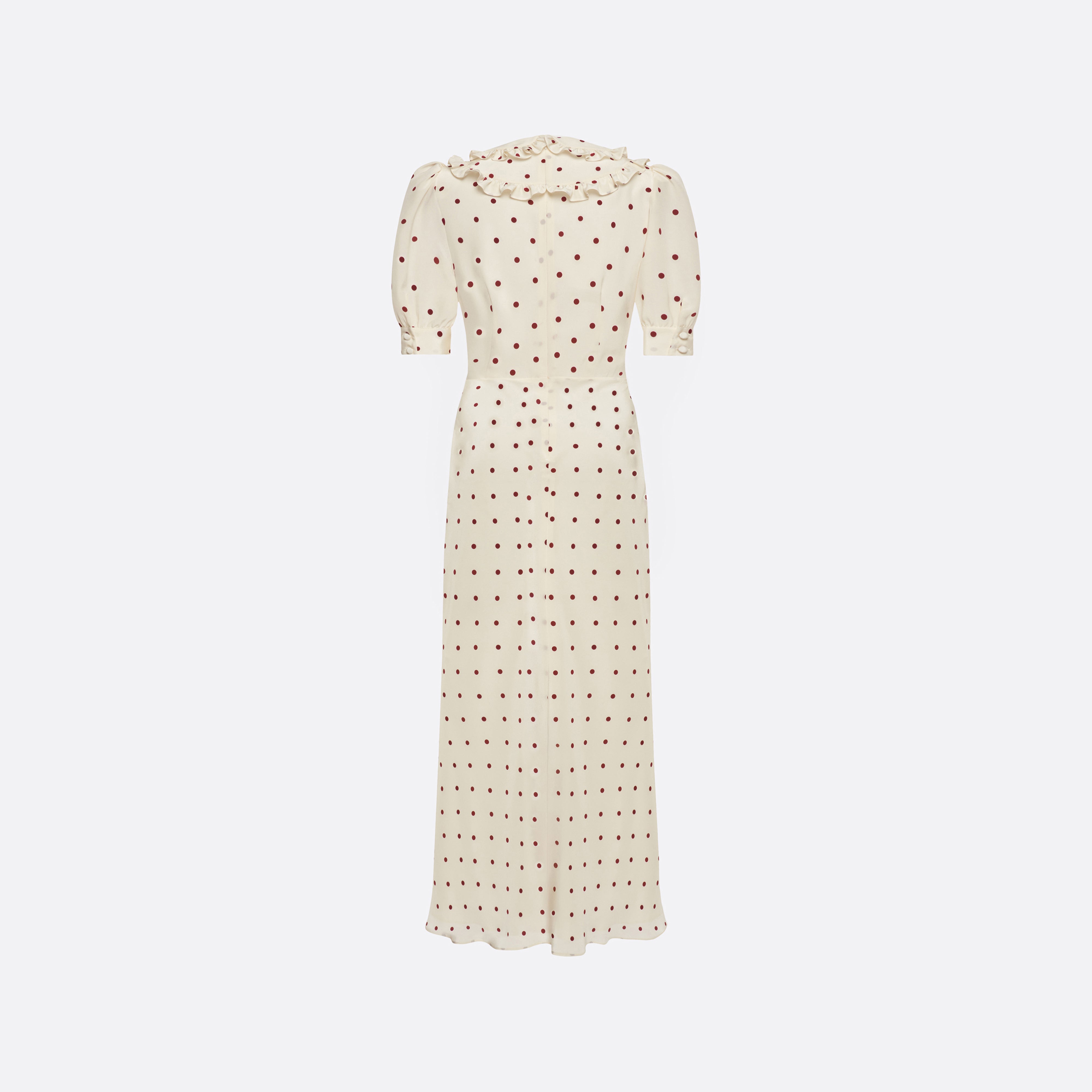 Alessandra Rich Dresses robe midi soie pois crème bordeaux