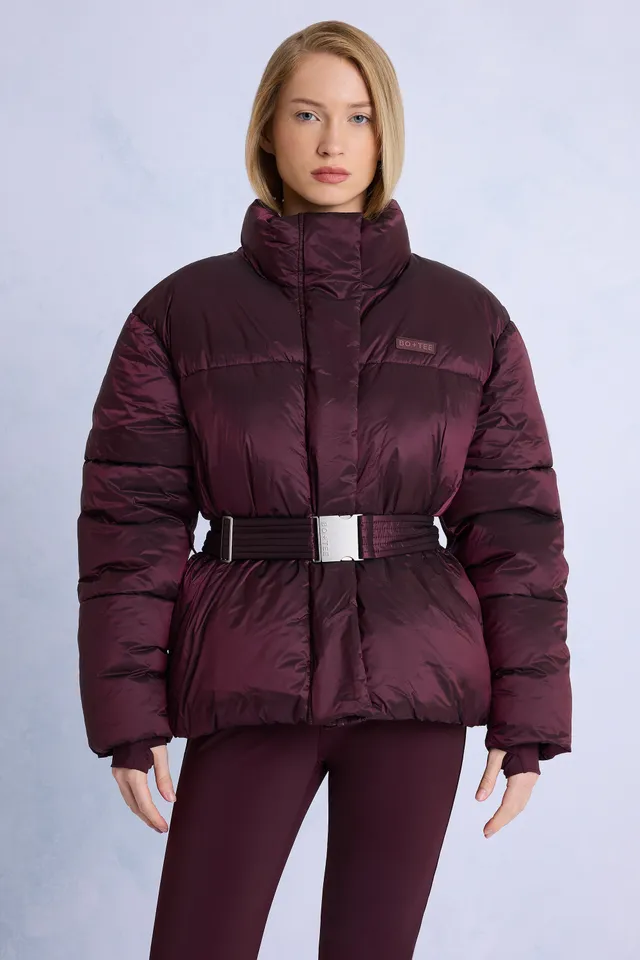 Oh Polly veste de ski oversize bordeaux à ceinture