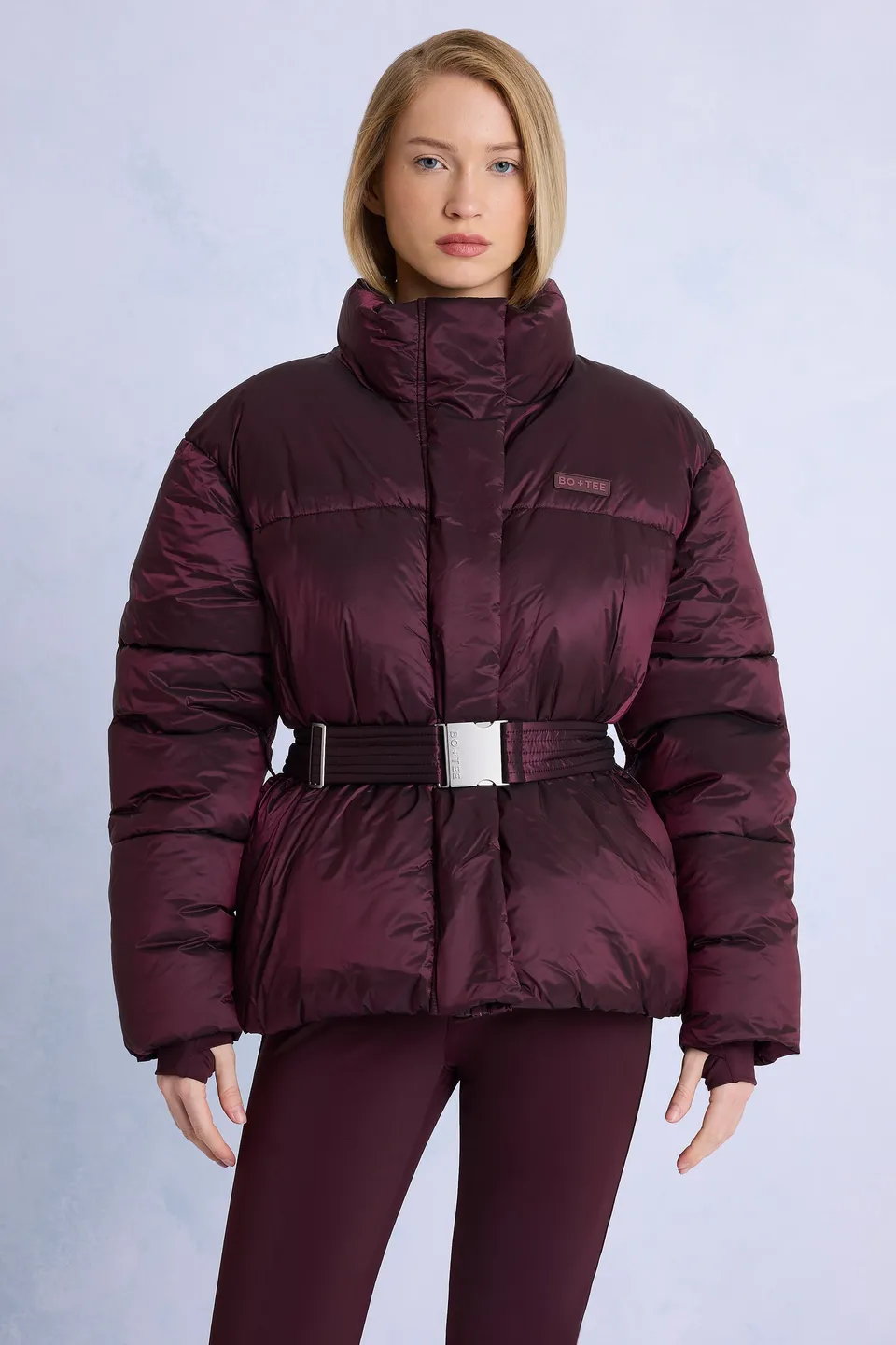 Oh Polly veste de ski oversize bordeaux à ceinture