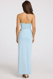 Oh Polly Maxi Robe Bleu Clair Décolleté Modal