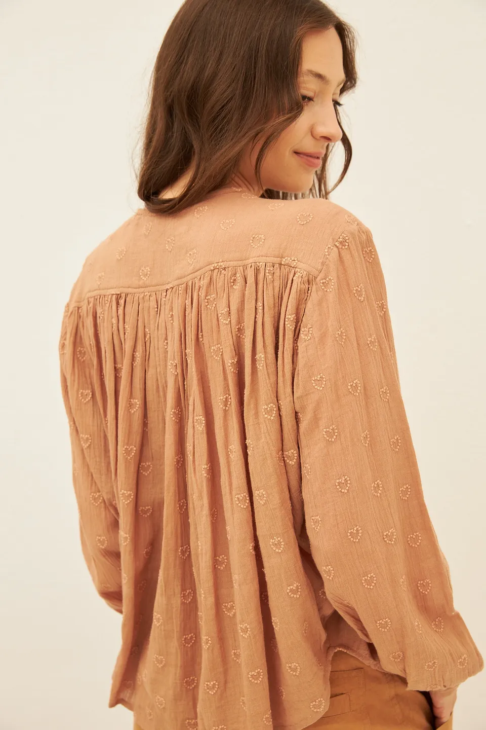 Chicosoleil Lolla chemise caramel broderie coton