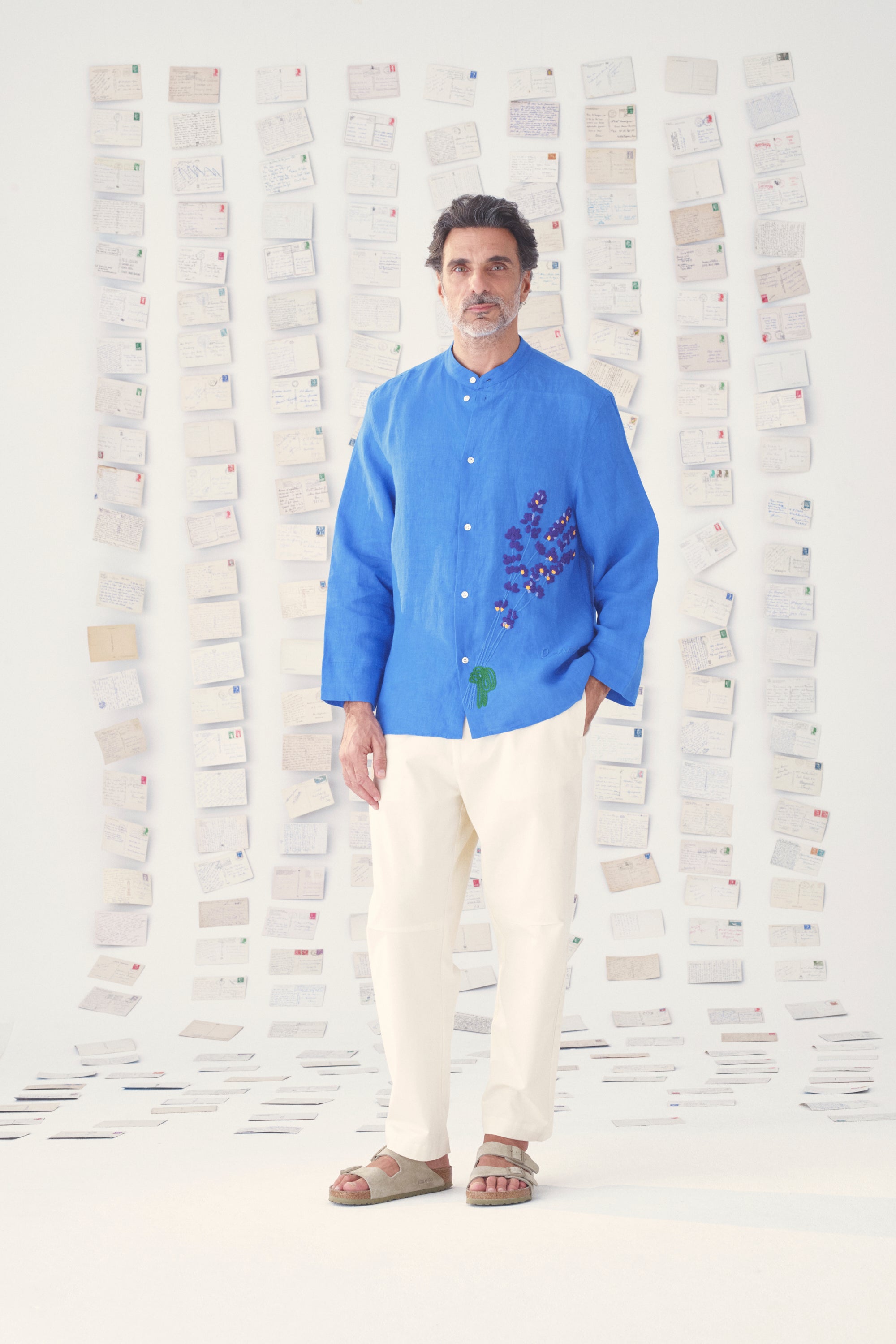 Mii en carte postale Chemise Andy chemise lin bleu lavande
