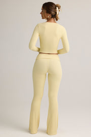 Oh Polly Jules pantalon flare jaune taille rabattue modal