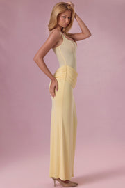 Oh Polly Rosina robe longue corset beurre fente cuisse