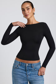 Oh Polly Elli top noir col haut dos nu modal