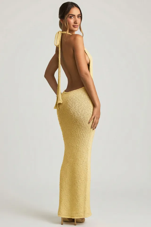 Oh Polly Mirri 14471 robe longue jaune bouclé licou
